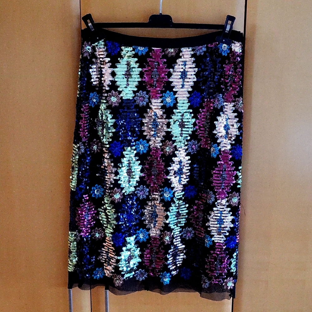 NWT Eva Franco Sequin Midi Skirt